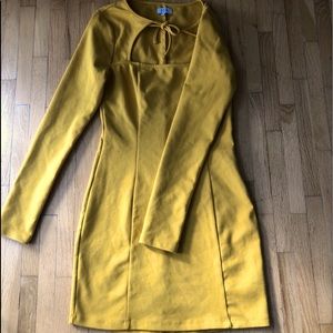 TOBI dress mustard bodycon side zip long sleeve